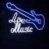 Guitar live music neon sign