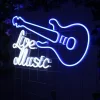 Guitar live music neon sign