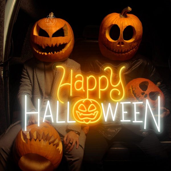 Happy Halloween Pumpkin Neon Sign